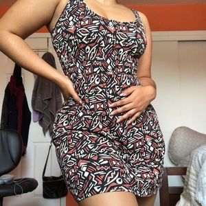 Geometric Brown & White Dress ✨